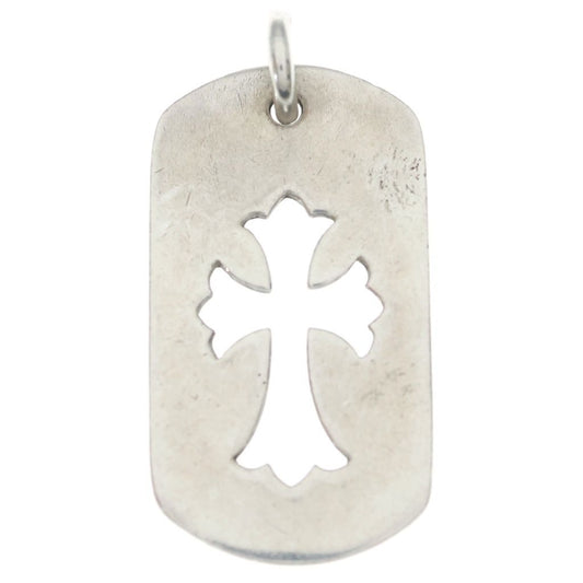 Chrome Hearts D Tag Lrg CO Crs Cutout Cross Dog Tag Large Pendant Top Silver