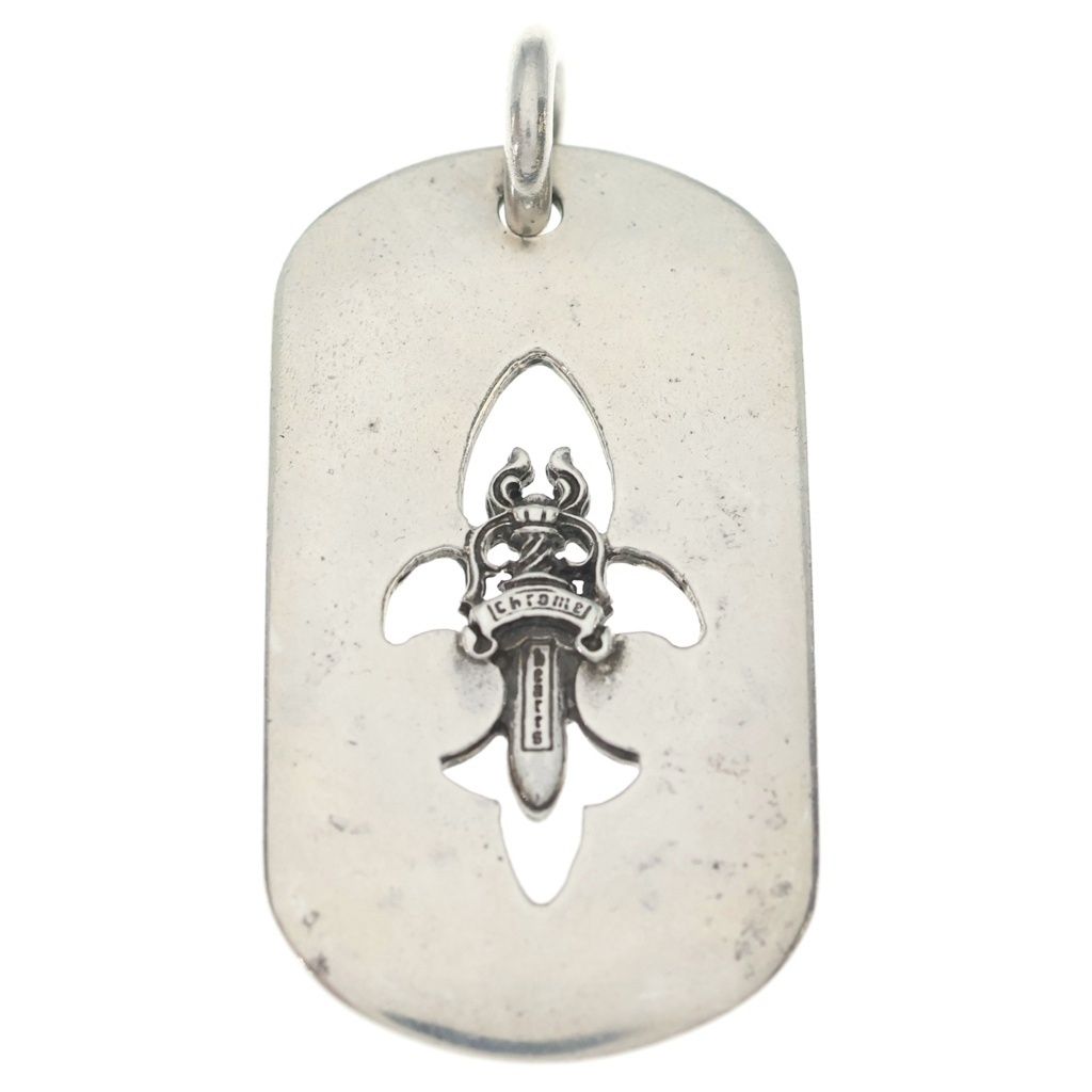 Chrome Hearts D Tag Lrg Large Dog Tag Fudaga Necklace Top Silver