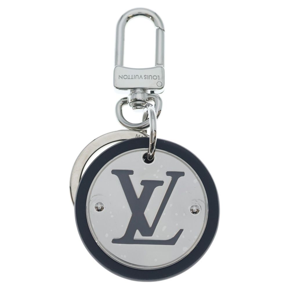 Louis Vuitton LV Circle Key Holder Bag Charm Key Ring Black Silver
