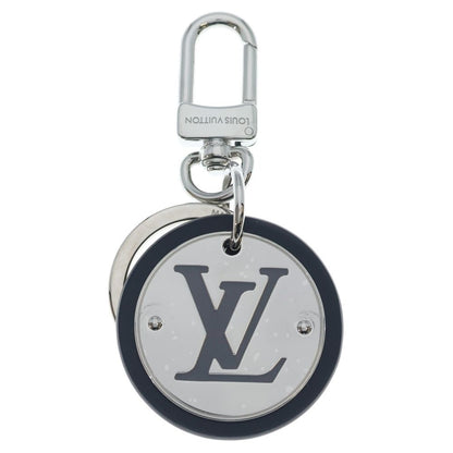Louis Vuitton LV Circle Key Holder Bag Charm Key Ring Black Silver