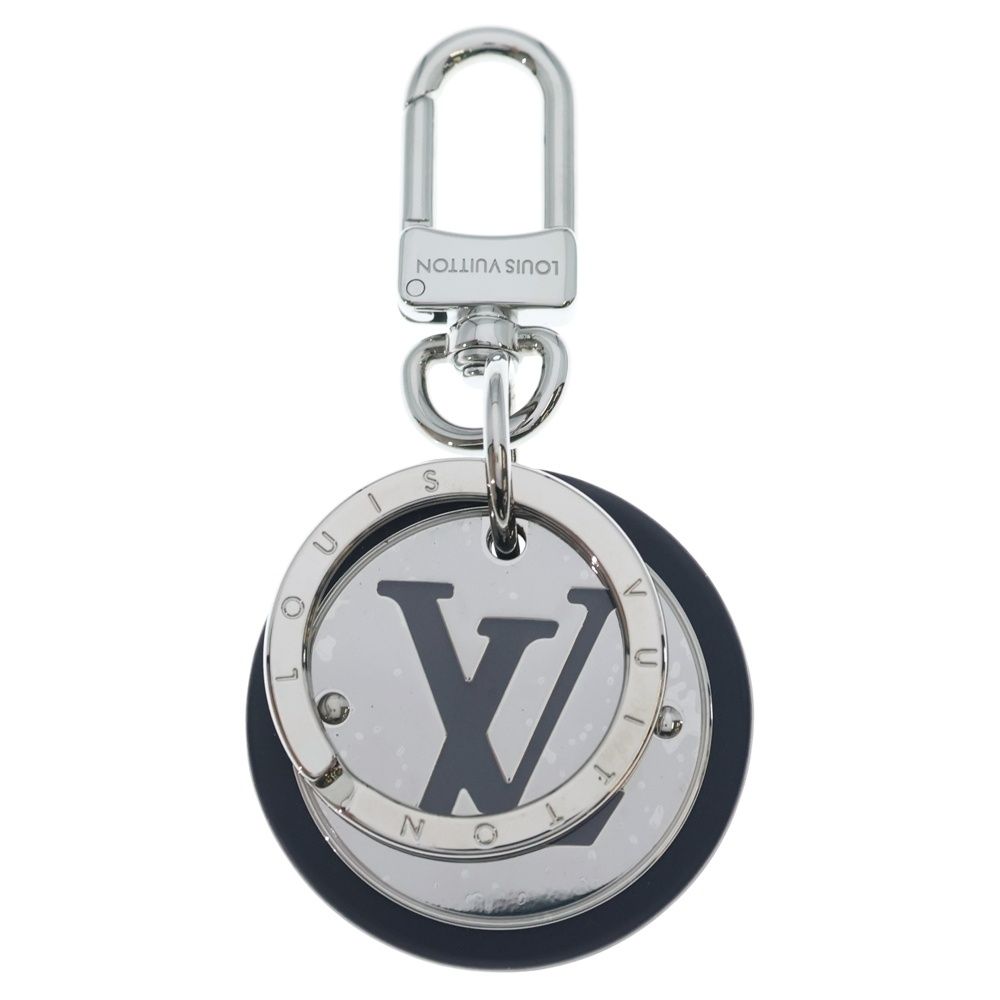 Louis Vuitton LV Circle Key Holder Bag Charm Key Ring Black Silver — view 2