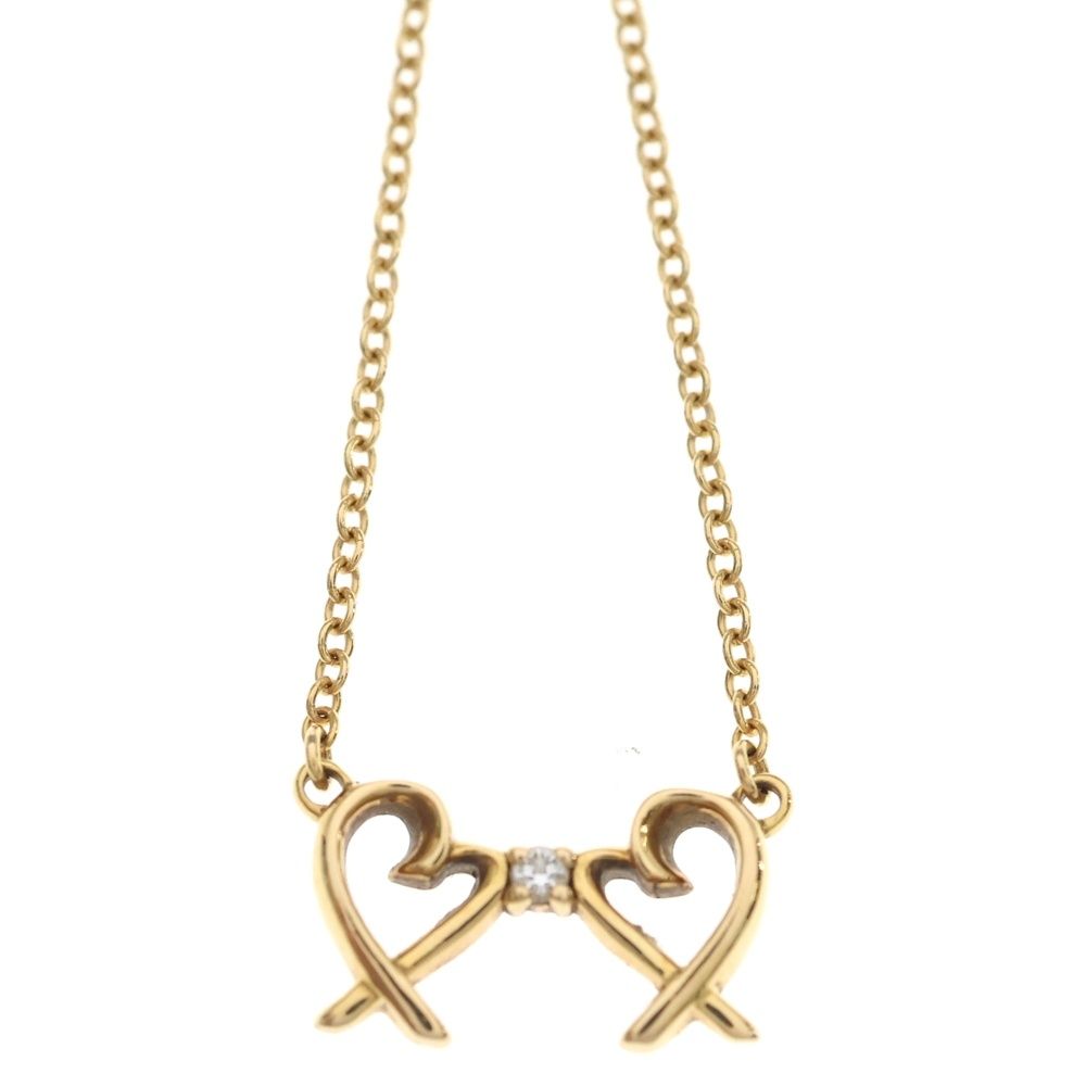 Tiffany & Co Double Loving Heart Diamond Necklace Pendant Chain Gold — view 3