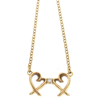 Tiffany & Co Double Loving Heart Diamond Necklace Pendant Chain Gold — view 3