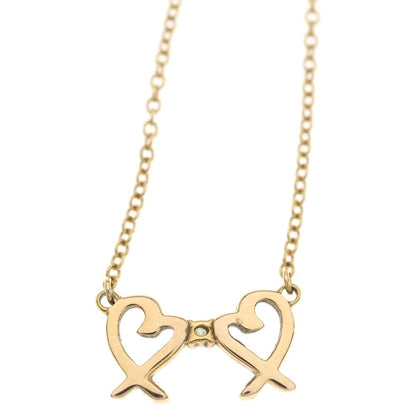 Tiffany & Co Double Loving Heart Diamond Necklace Pendant Chain Gold — view 5