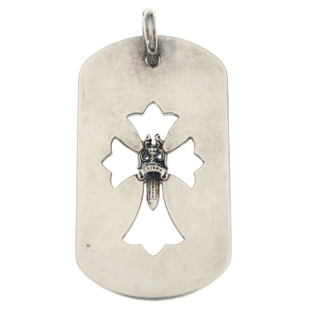 Chrome Hearts D Tag Lrg Dagger Cutout Dog Tag Large Necklace Top
