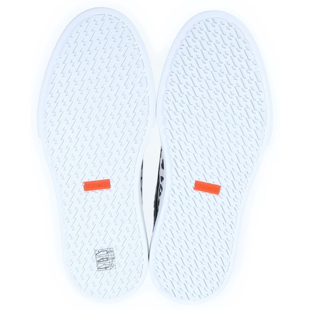 Hermes Get Leopard Print Canvas Leather Sneakers Black White — view 5