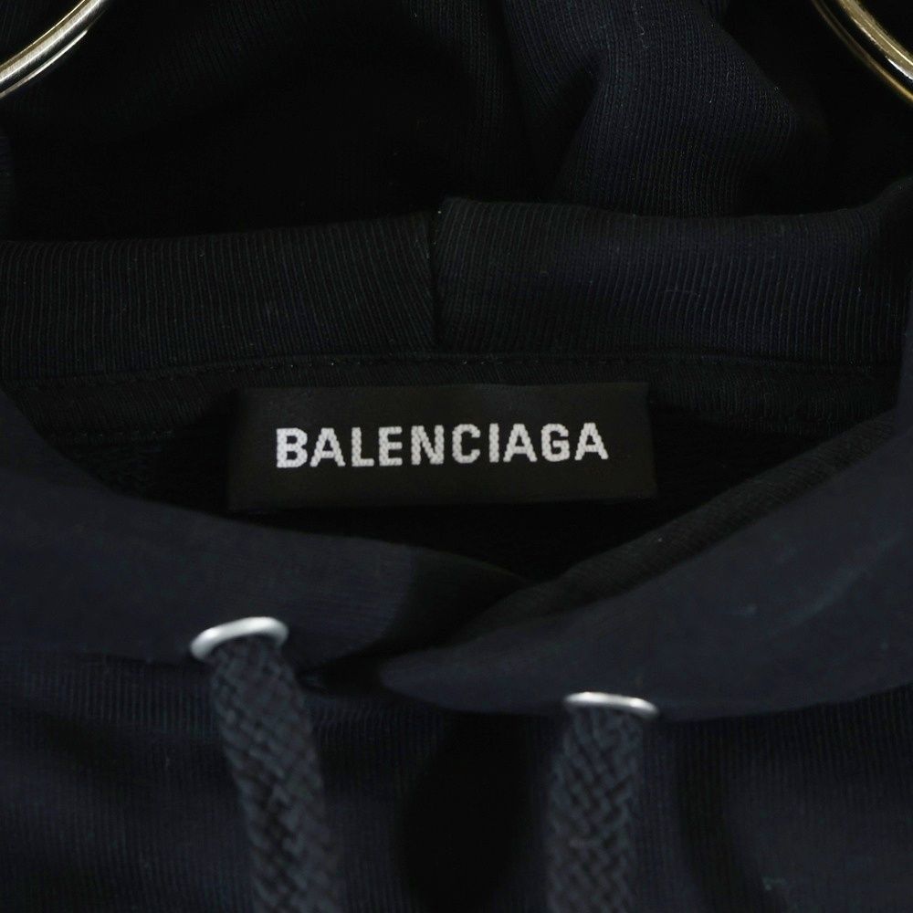 Balenciaga Logo Print Pullover Sweatshirt Hoodie Black — view 7