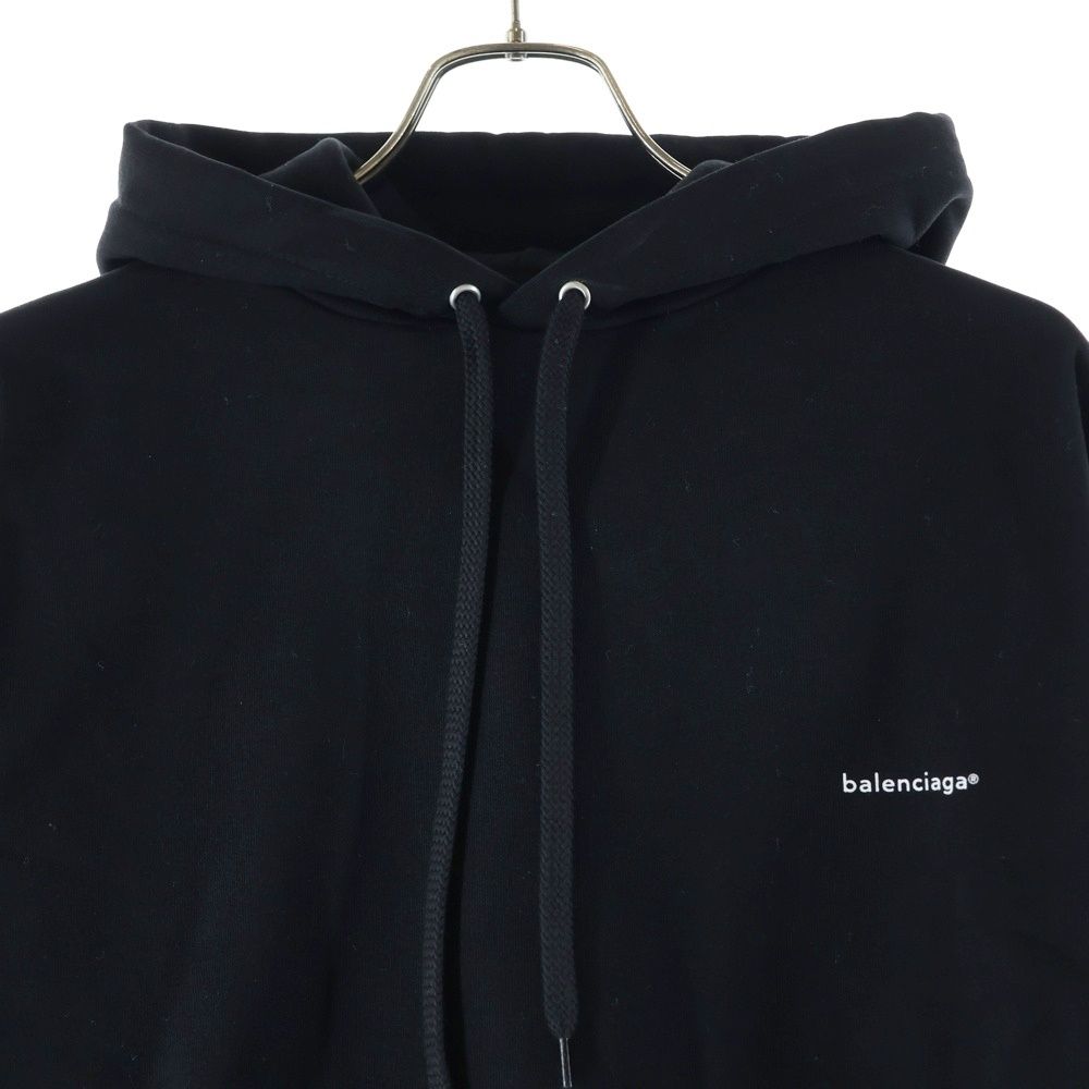 Balenciaga Logo Print Pullover Sweatshirt Hoodie Black — view 3
