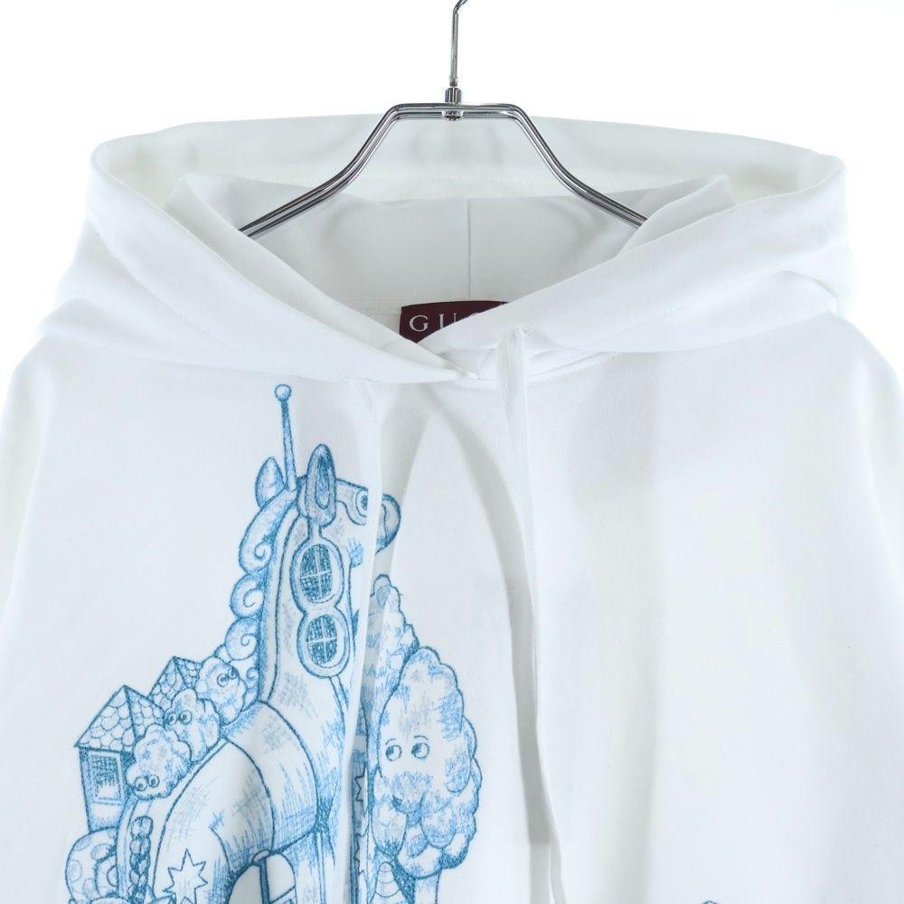 Gucci Higuchi Yuko Hoodie Logo Embroidery Pullover Sweatshirt White — view 3