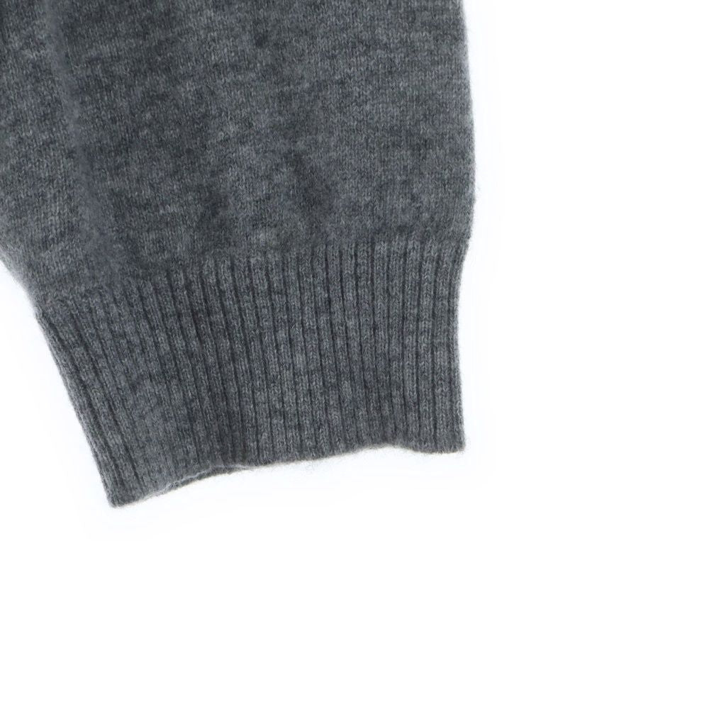 Miu Miu Logo Embroidered Cashmere Polo Knit Sweater Long Sleeve Shirt Gray — view 5