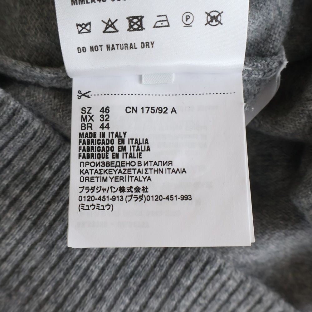 Miu Miu Logo Embroidered Cashmere Polo Knit Sweater Long Sleeve Shirt Gray — view 8