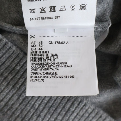 Miu Miu Logo Embroidered Cashmere Polo Knit Sweater Long Sleeve Shirt Gray — view 8