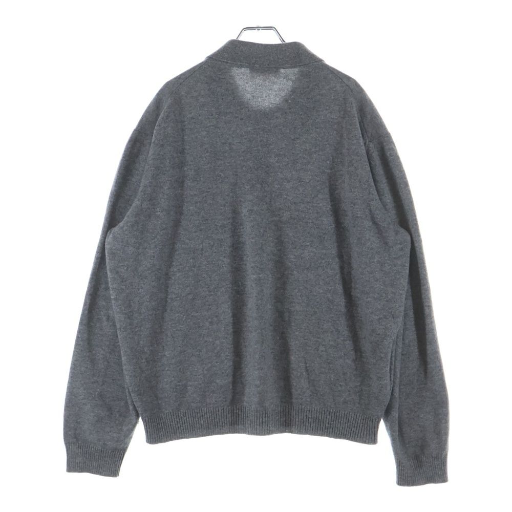 Miu Miu Logo Embroidered Cashmere Polo Knit Sweater Long Sleeve Shirt Gray — view 2
