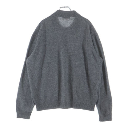 Miu Miu Logo Embroidered Cashmere Polo Knit Sweater Long Sleeve Shirt Gray — view 2
