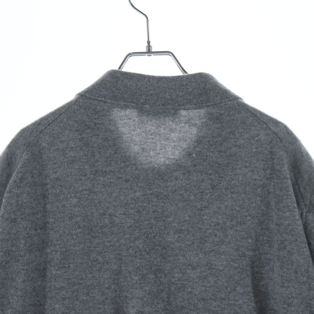 Miu Miu Logo Embroidered Cashmere Polo Knit Sweater Long Sleeve Shirt Gray — view 4