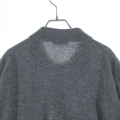 Miu Miu Logo Embroidered Cashmere Polo Knit Sweater Long Sleeve Shirt Gray — view 4
