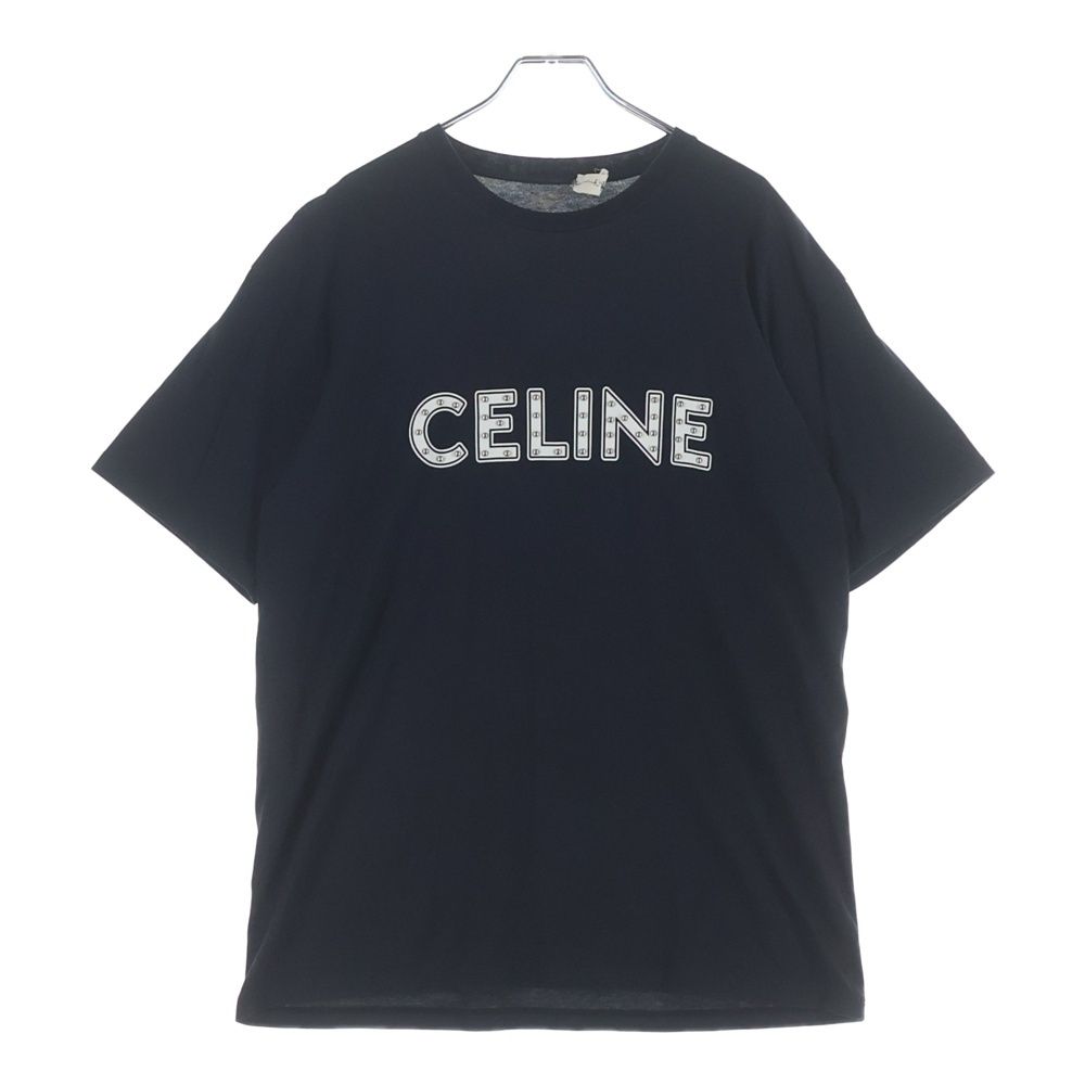 Celine Studs Logo T-Shirt Crew Neck Short Sleeve Black