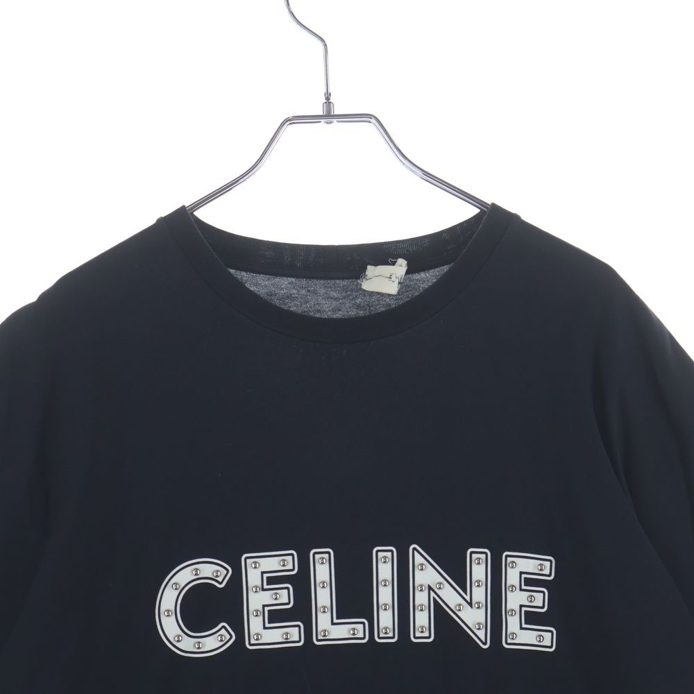 Celine Studs Logo T-Shirt Crew Neck Short Sleeve Black — view 3