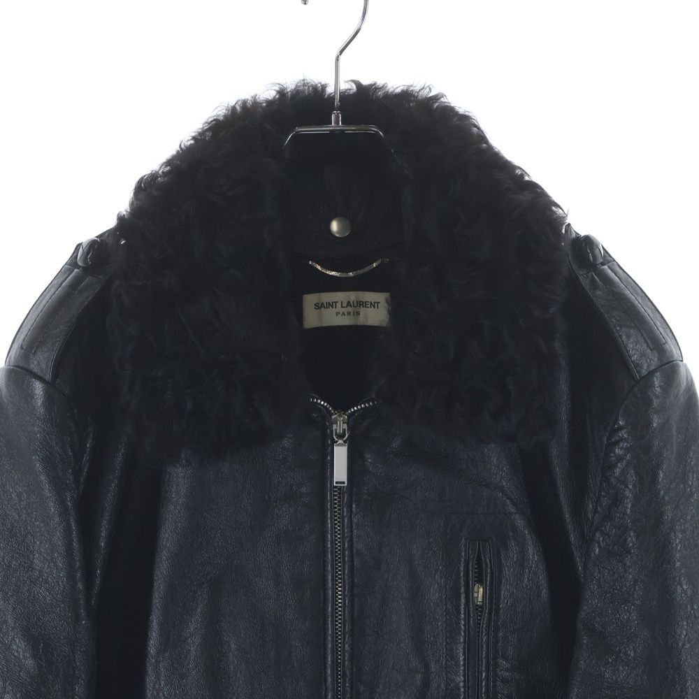 Saint Laurent Paris Lamb Leather Jacket Lambskin Black — view 3