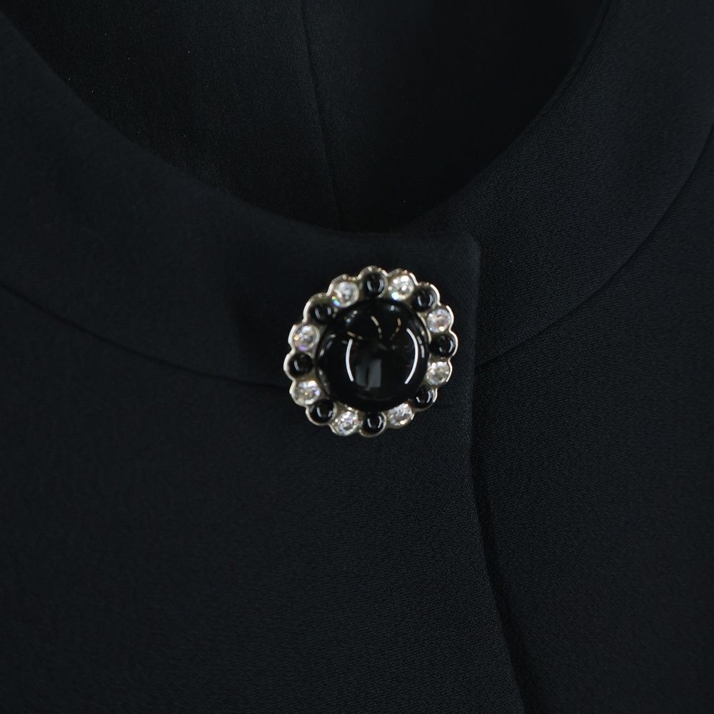 Miu Miu Bijou Button Short Collarless Jacket Black — view 5