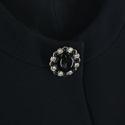 Miu Miu Bijou Button Short Collarless Jacket Black — view 5