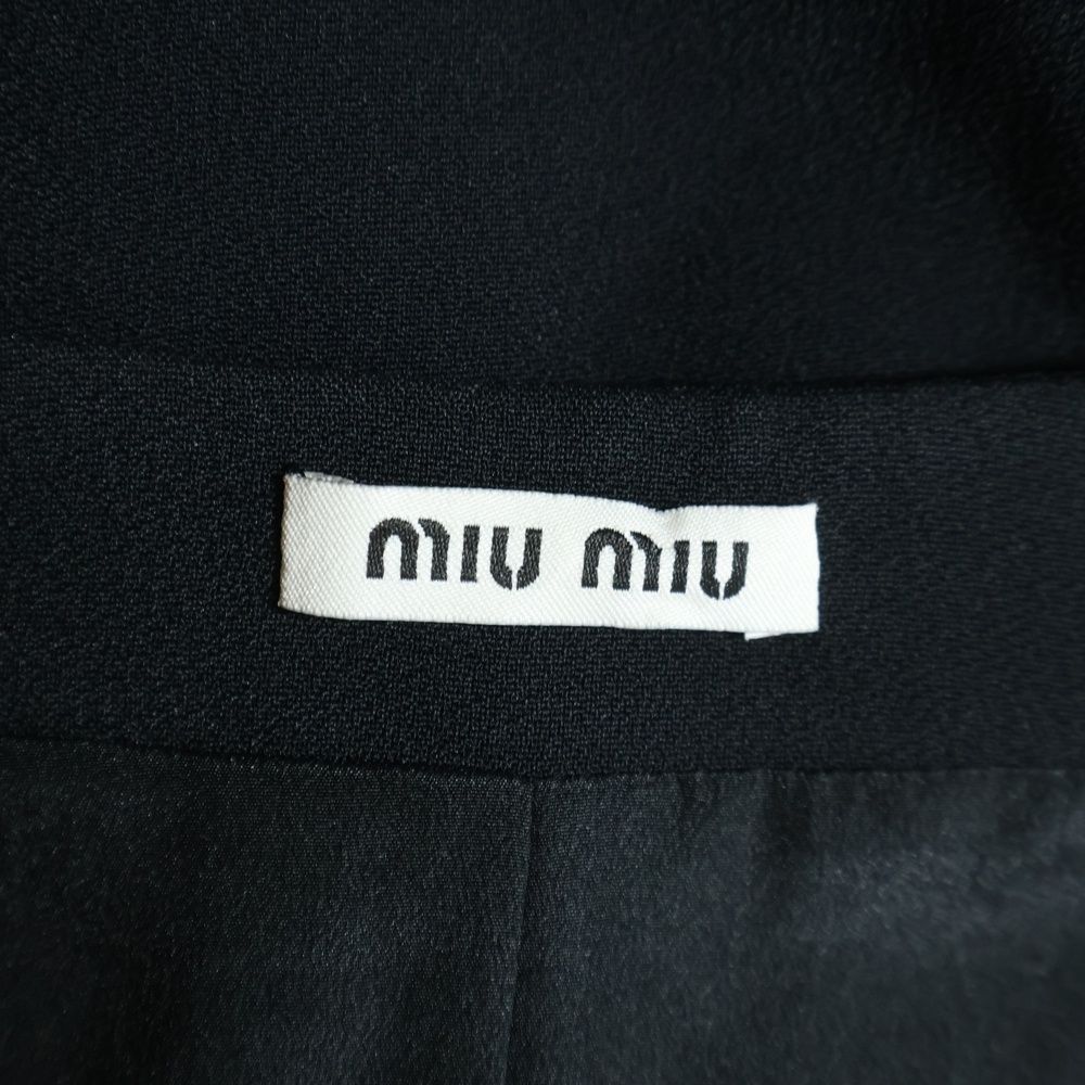 Miu Miu Bijou Button Short Collarless Jacket Black — view 6