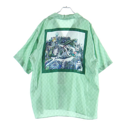 Gucci Higuchi Yuko Silk Twill Shirt Short Sleeve Green Zautr