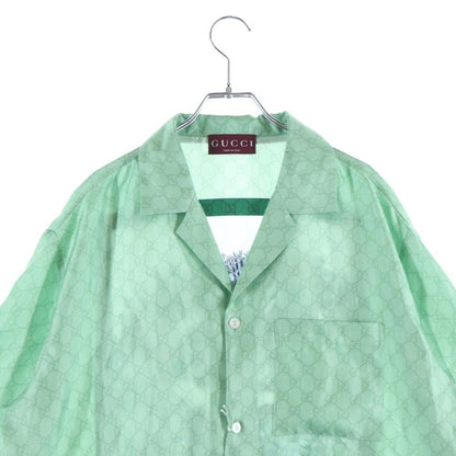 Gucci Higuchi Yuko Silk Twill Shirt Short Sleeve Green Zautr — view 3