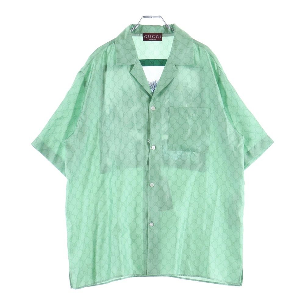 Gucci Higuchi Yuko Silk Twill Shirt Short Sleeve Green Zautr — view 2