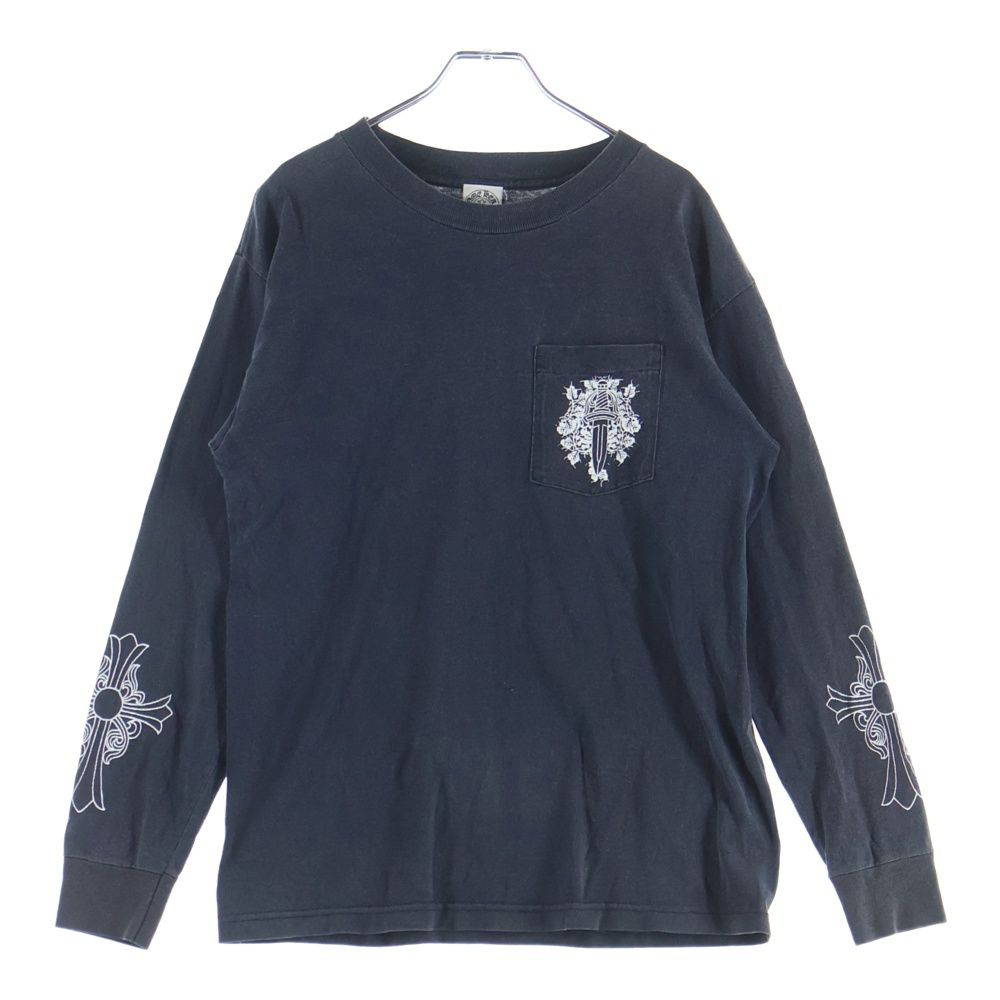 Chrome Hearts Front Dagger Print Sleeve Cross Long T-Shirt Black