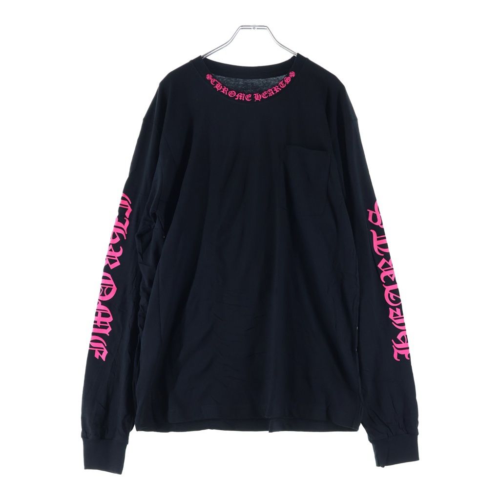 Chrome Hearts CH L S 1 Neck Logo Long Sleeve T-Shirt Black Pink
