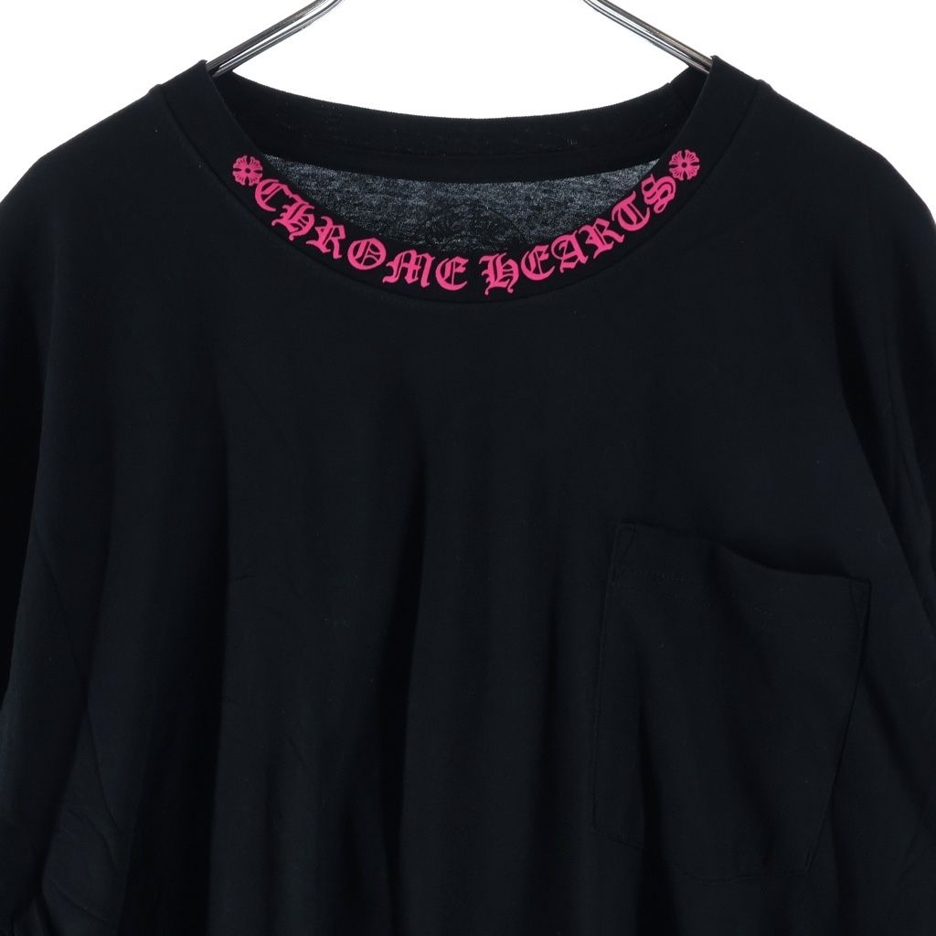 Chrome Hearts CH L S 1 Neck Logo Long Sleeve T-Shirt Black Pink — view 3