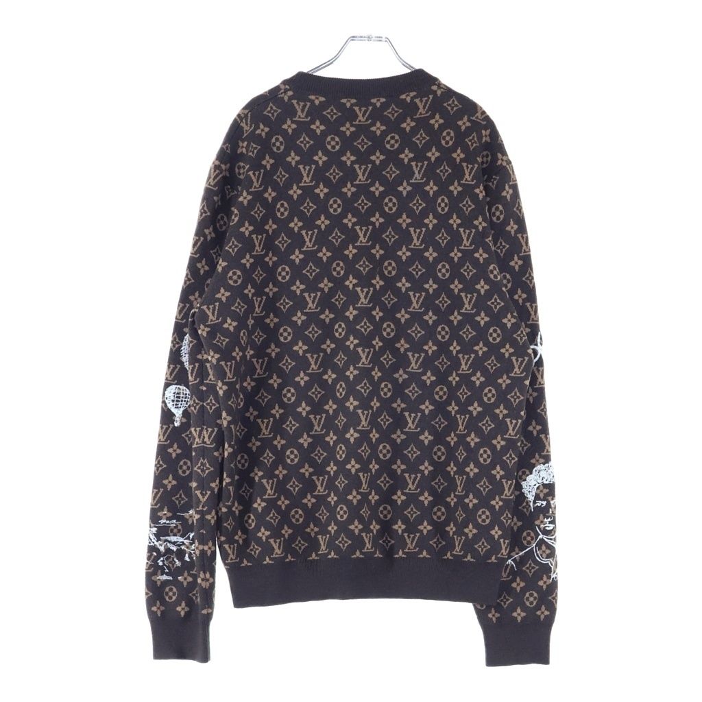 Louis Vuitton Monogram Knit Zll All Over Crew Neck Sweater Brown — view 2