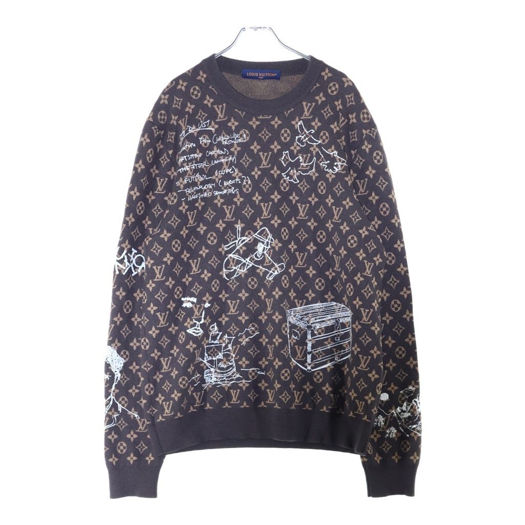 Louis Vuitton Monogram Knit Zll All Over Crew Neck Sweater Brown