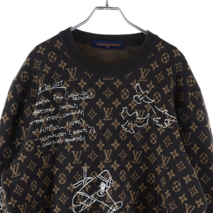 Louis Vuitton Monogram Knit Zll All Over Crew Neck Sweater Brown — view 3