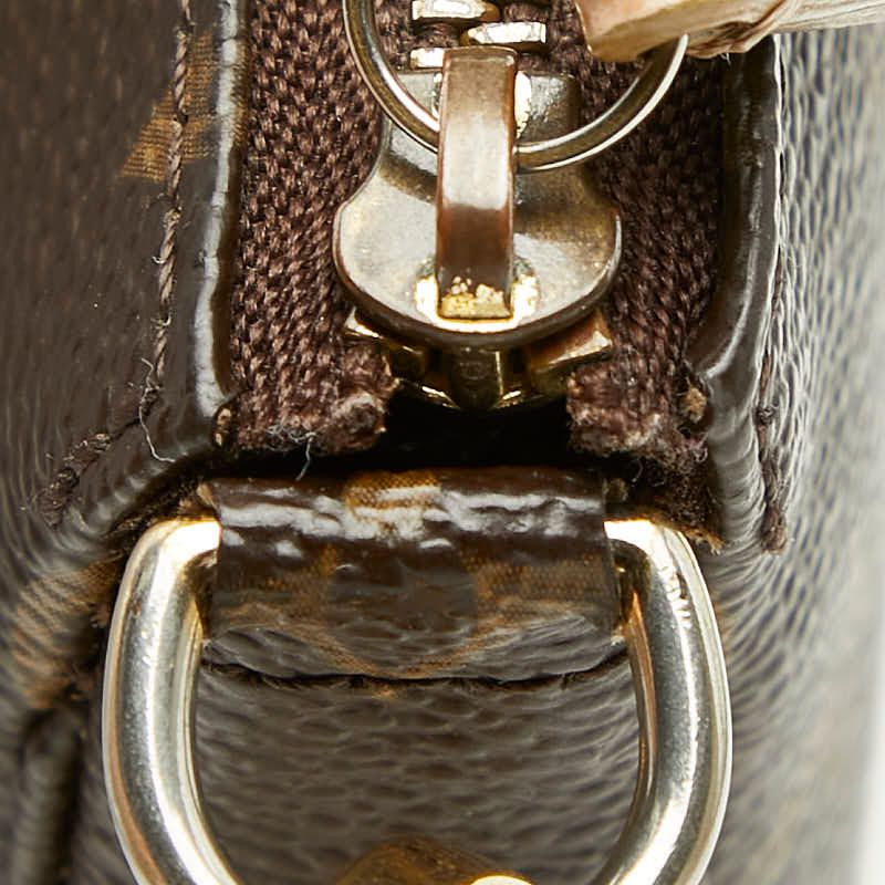 Louis Vuitton Monogram Mini Pochette Mini Handbag Pouch Brown Leather — view 8