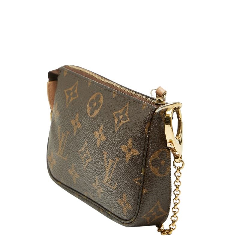 Louis Vuitton Monogram Mini Pochette Mini Handbag Pouch Brown Leather — view 2