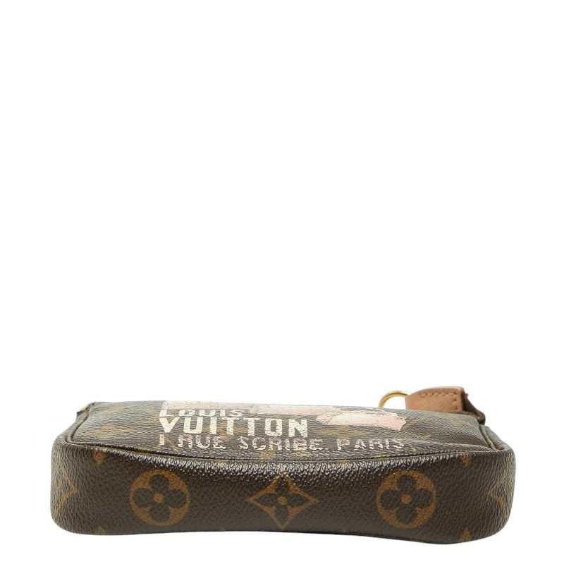 Louis Vuitton Monogram Mini Pochette Mini Handbag Pouch Brown Leather — view 3