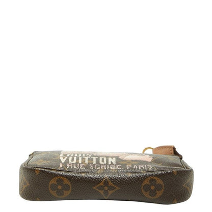 Louis Vuitton Monogram Mini Pochette Mini Handbag Pouch Brown Leather — view 3