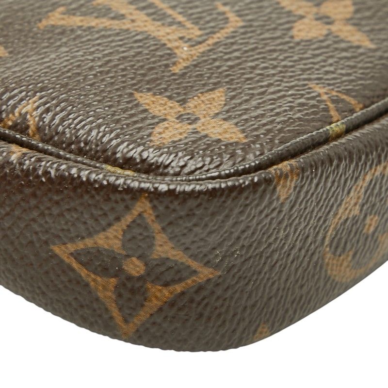 Louis Vuitton Monogram Mini Pochette Mini Handbag Pouch Brown Leather — view 7