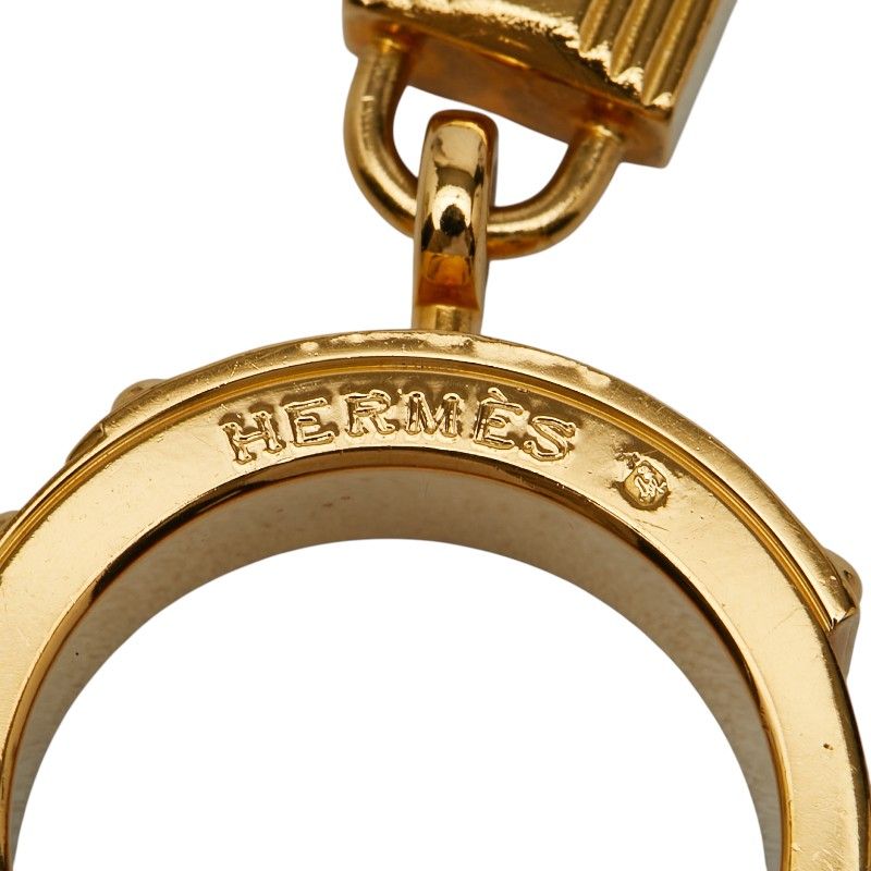 Hermes Kelly Cadena Scarf Ring Gold Red Plated Leather — view 5