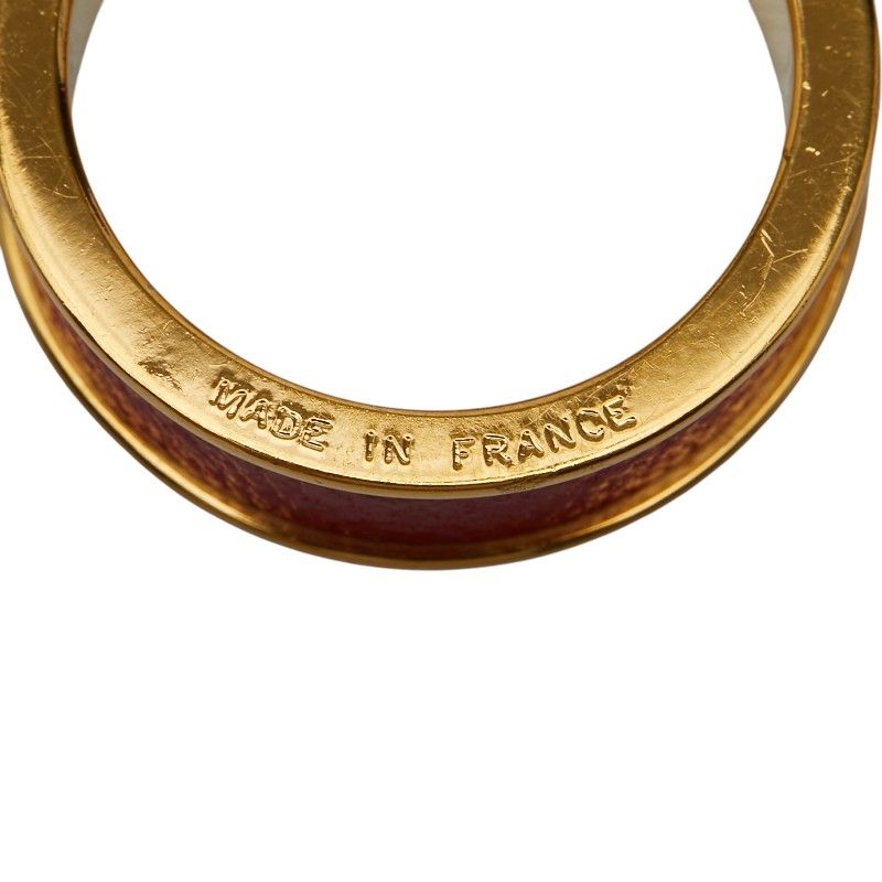 Hermes Kelly Cadena Scarf Ring Gold Red Plated Leather — view 6