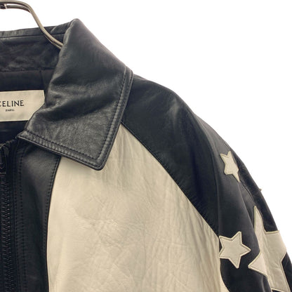 Celine Soft Lambskin Flag Teddy Jacket Bicolor 52 White Black — view 2