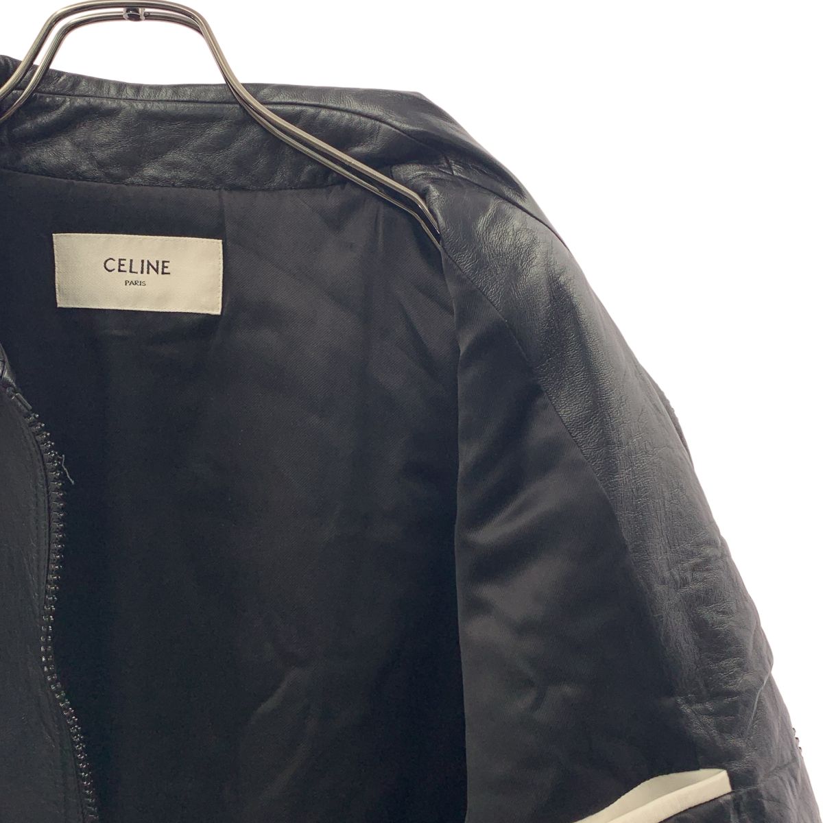 Celine Soft Lambskin Flag Teddy Jacket Bicolor 52 White Black — view 4