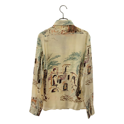 Hermes Silk All Over Pattern Logo Button Shirt Blouse 36 Ecru Multicolor — view 4