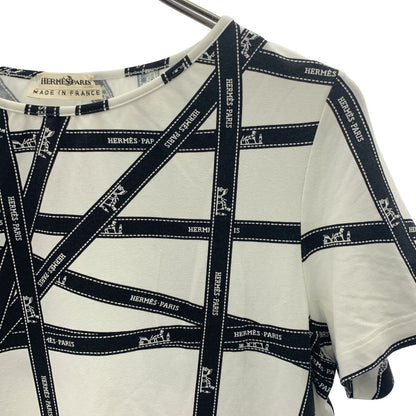Hermes Bolduc Ribbon Logo T-Shirt SM White Black — view 2