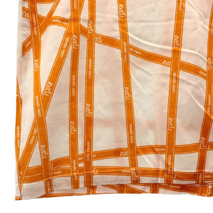 Hermes Bolduc Ribbon Logo T-Shirt SM White Orange — view 3