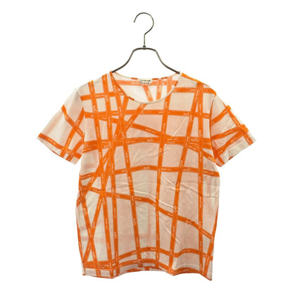 Hermes Bolduc Ribbon Logo T-Shirt SM White Orange