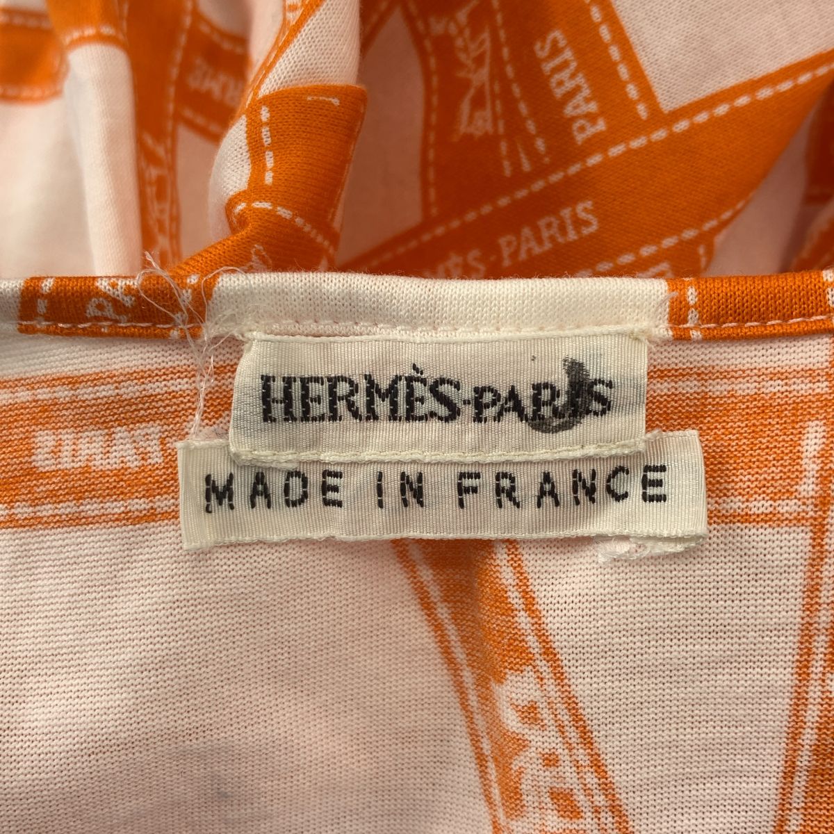 Hermes Bolduc Ribbon Logo T-Shirt SM White Orange — view 5
