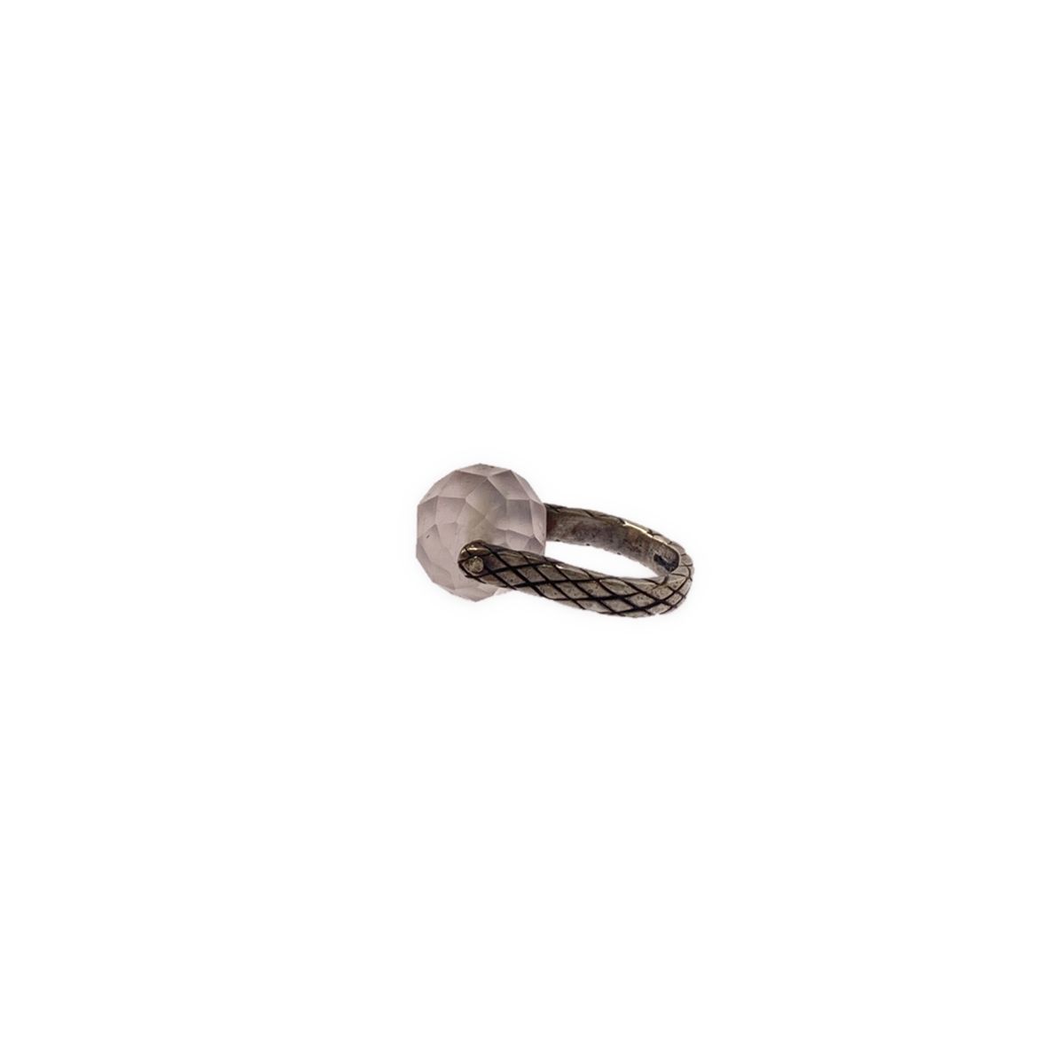 Bottega Veneta Intrecciato Ball Ring Silver Light Pink — view 2